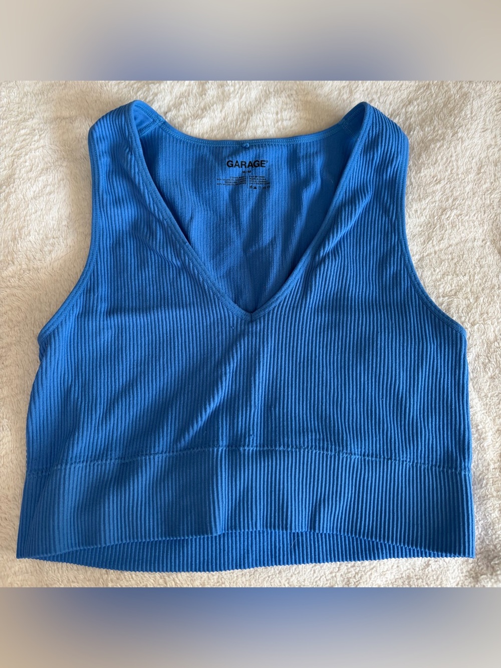 Garage Ribbed V-neck Crop Tank Top | Medium